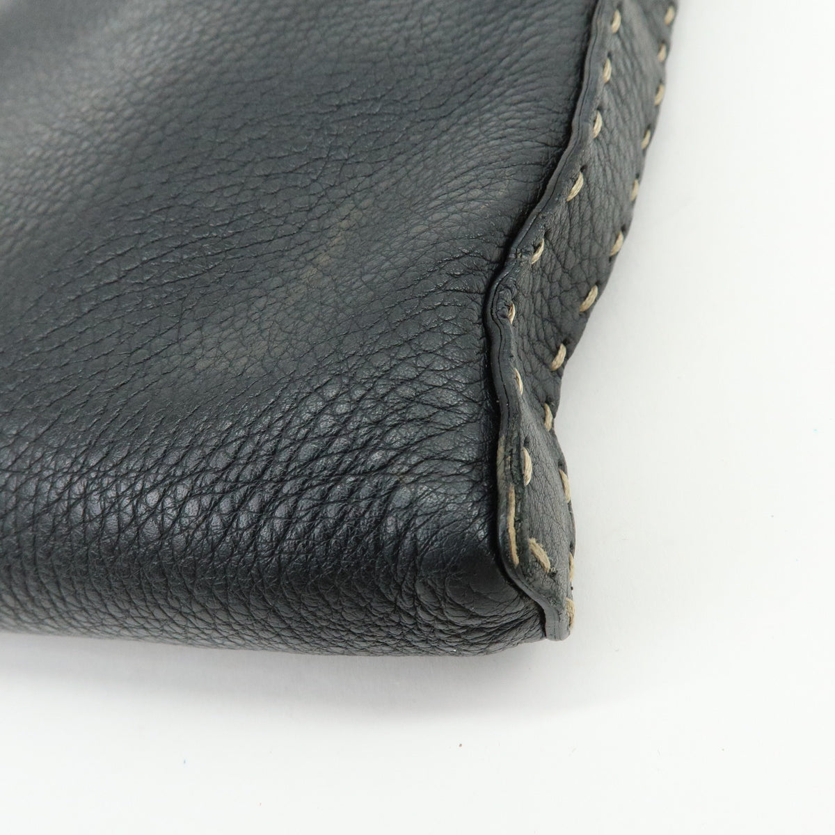 FENDI Logo Selleria Leather Shoulder Bag Crossbody Bag Black 8BT109