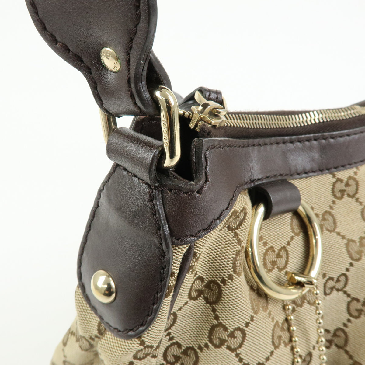 GUCCI Sukey Interlocking G GG Canvas Shoulder Bag Beige Brown 232955