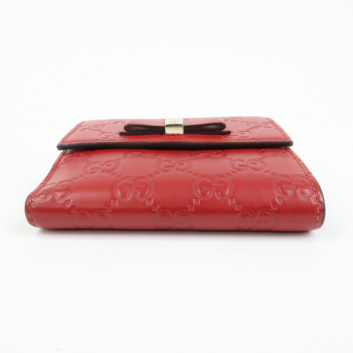 GUCCI Guccissima Leather Bi-fold Compact Wallet Red 406925