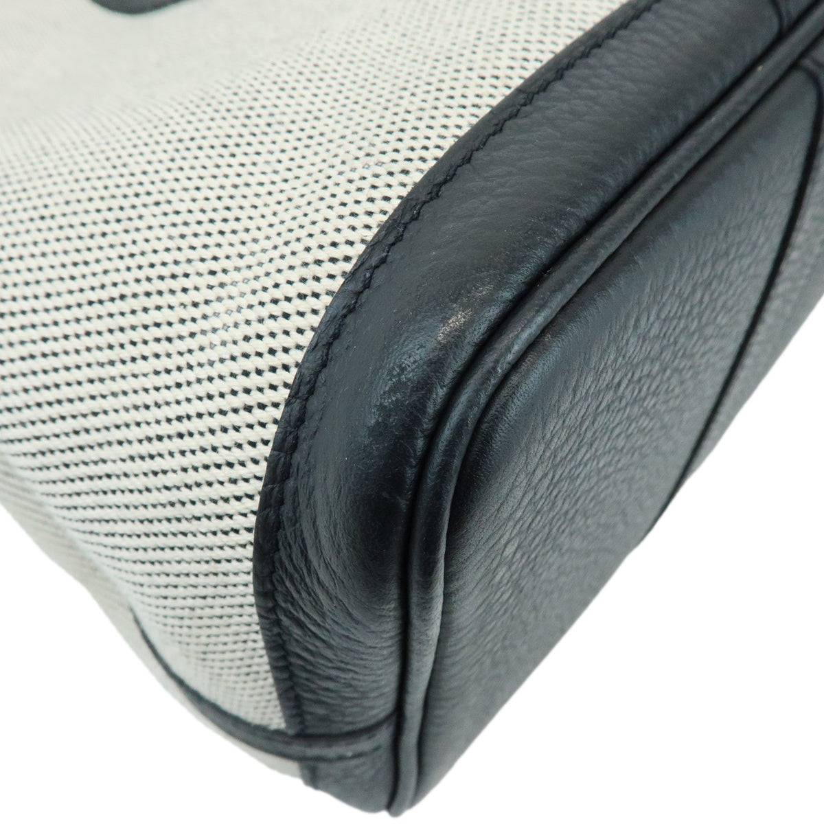 HERMES Garden Party PM Toile Twill H Tote BagT Stamped Ecru Black