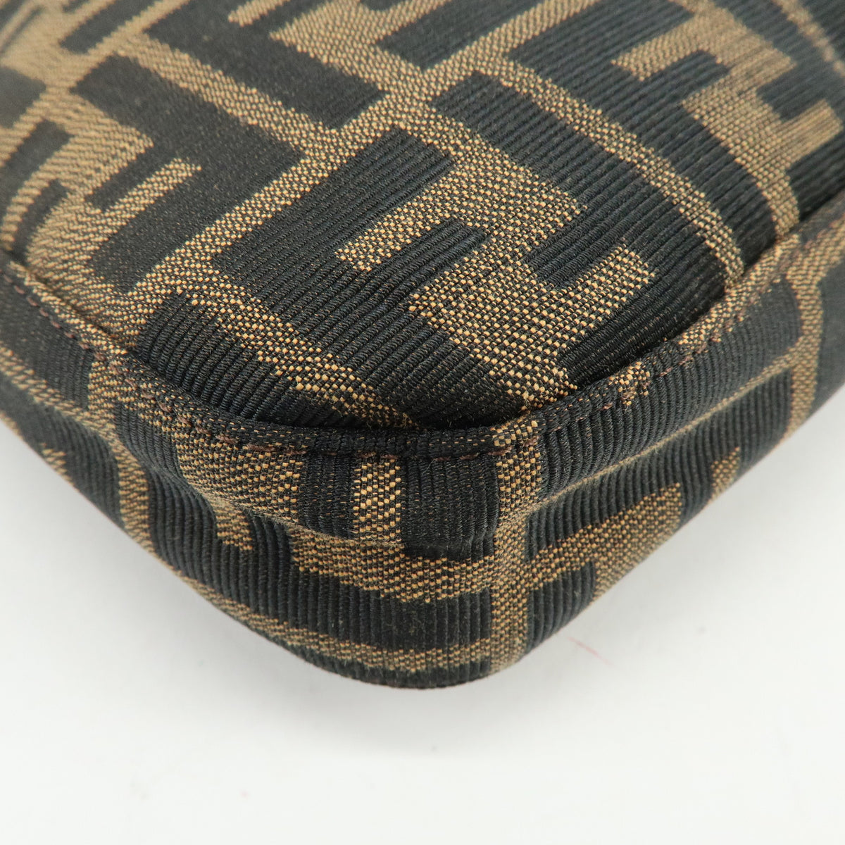 FENDI Zucca Canvas Leather Shoulder Bag Hand Bag Black Brown 26569