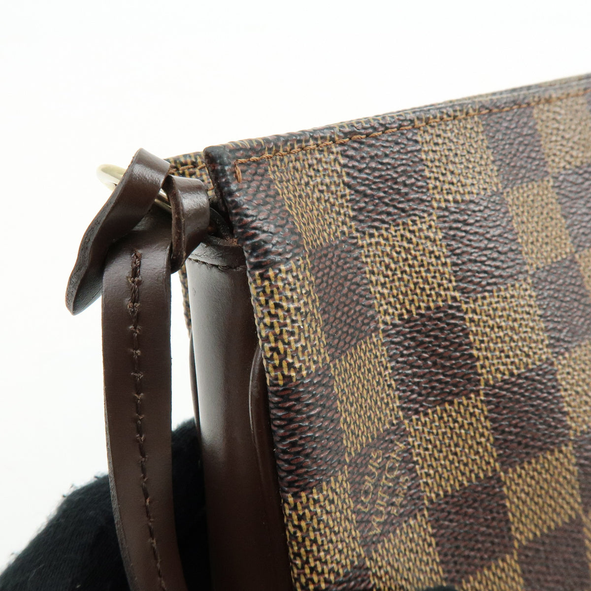Louis Vuitton Damier Ebene Navona Leather Hand Bag Pouch Brown N51983