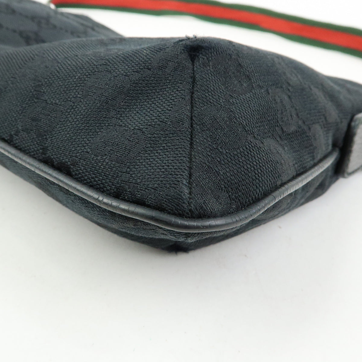 GUCCI Sherry GG Canvas Leather Shoulder Bag Crossbody Bag Black 189749