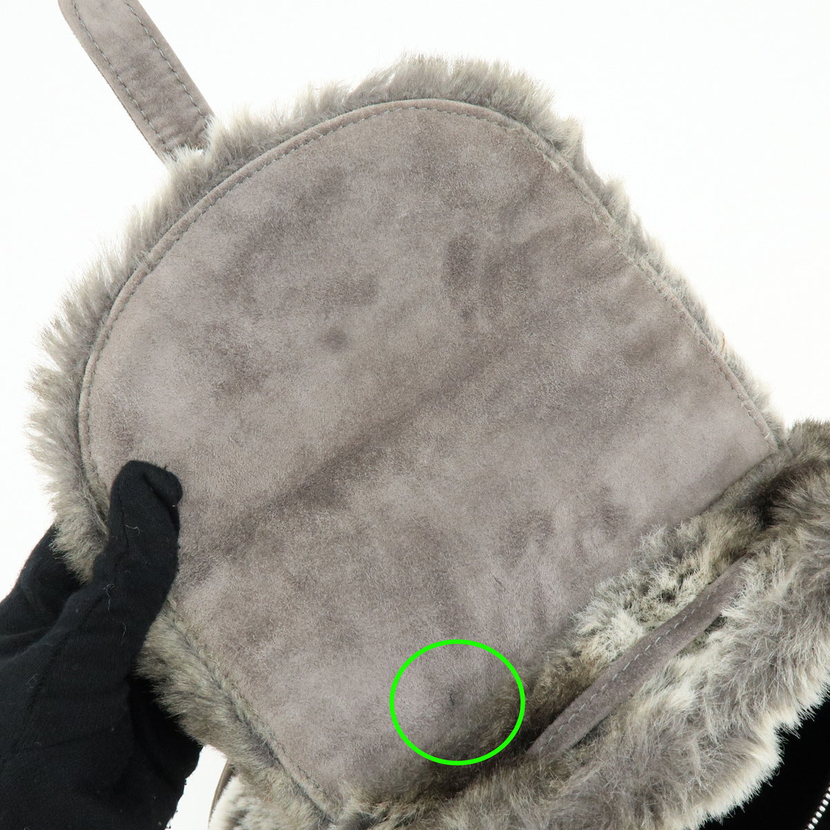 FENDI Zucca Mink like Fur Suede Backpack Rucksuck Gray
