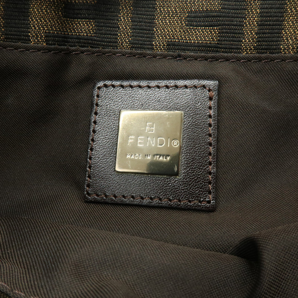 FENDI Zucca Canvas Leather Hand Bag Shoulder Bag Brown 26722