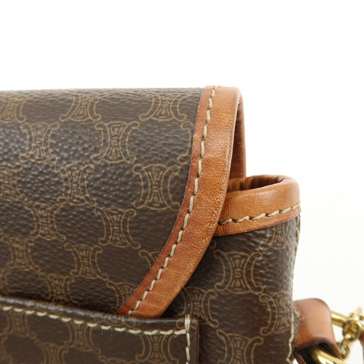 CELINE Macadam PVC Leather Shoulder Bag Crossbody Bag Brown
