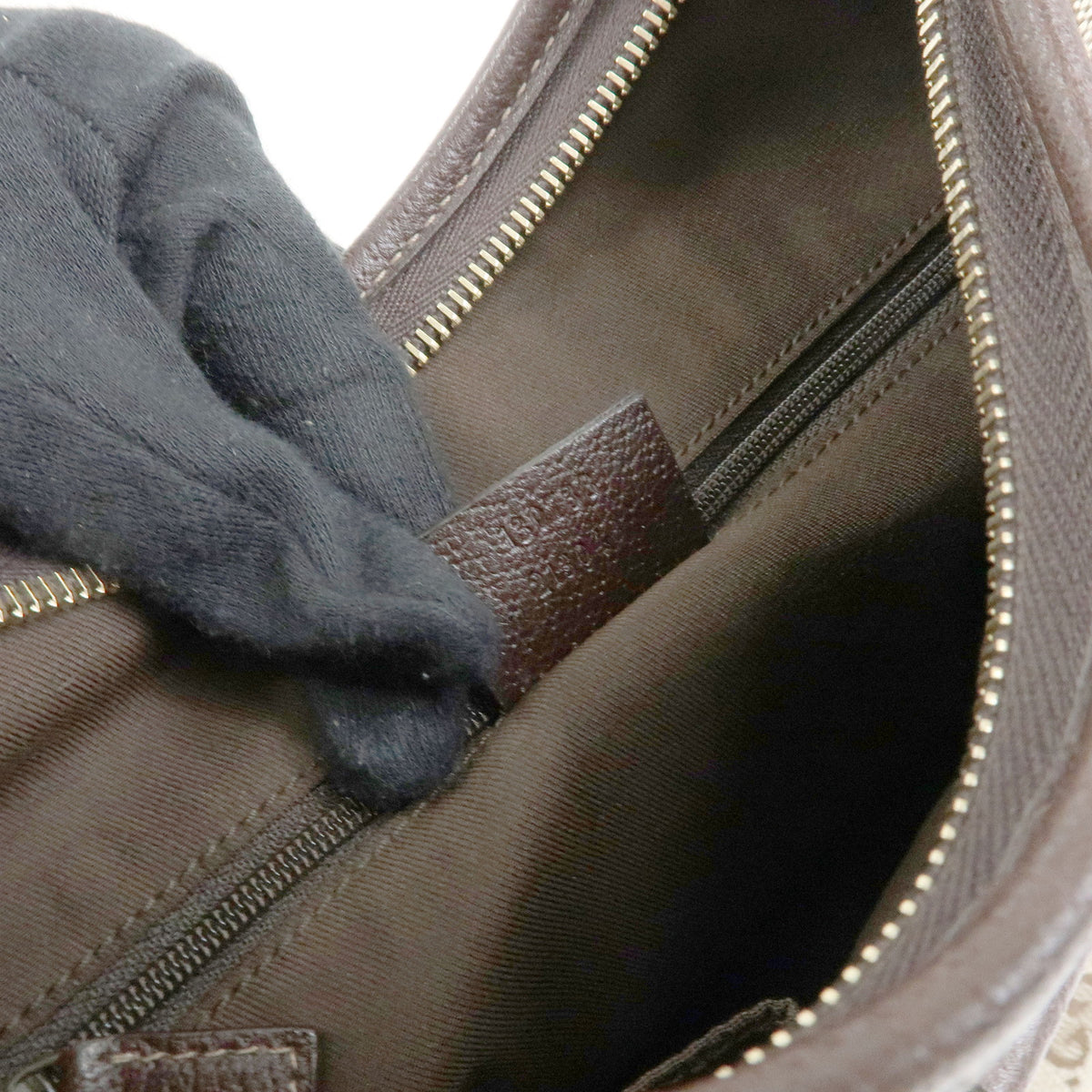 GUCCI Abbey Canvas Leather Shoulder Bag Brown 130738