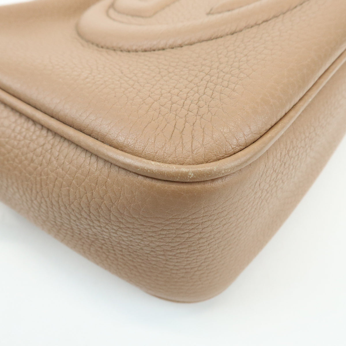 GUCCI SOHO Interlocking G Leather Shoulder Bag Pink Beige 308364