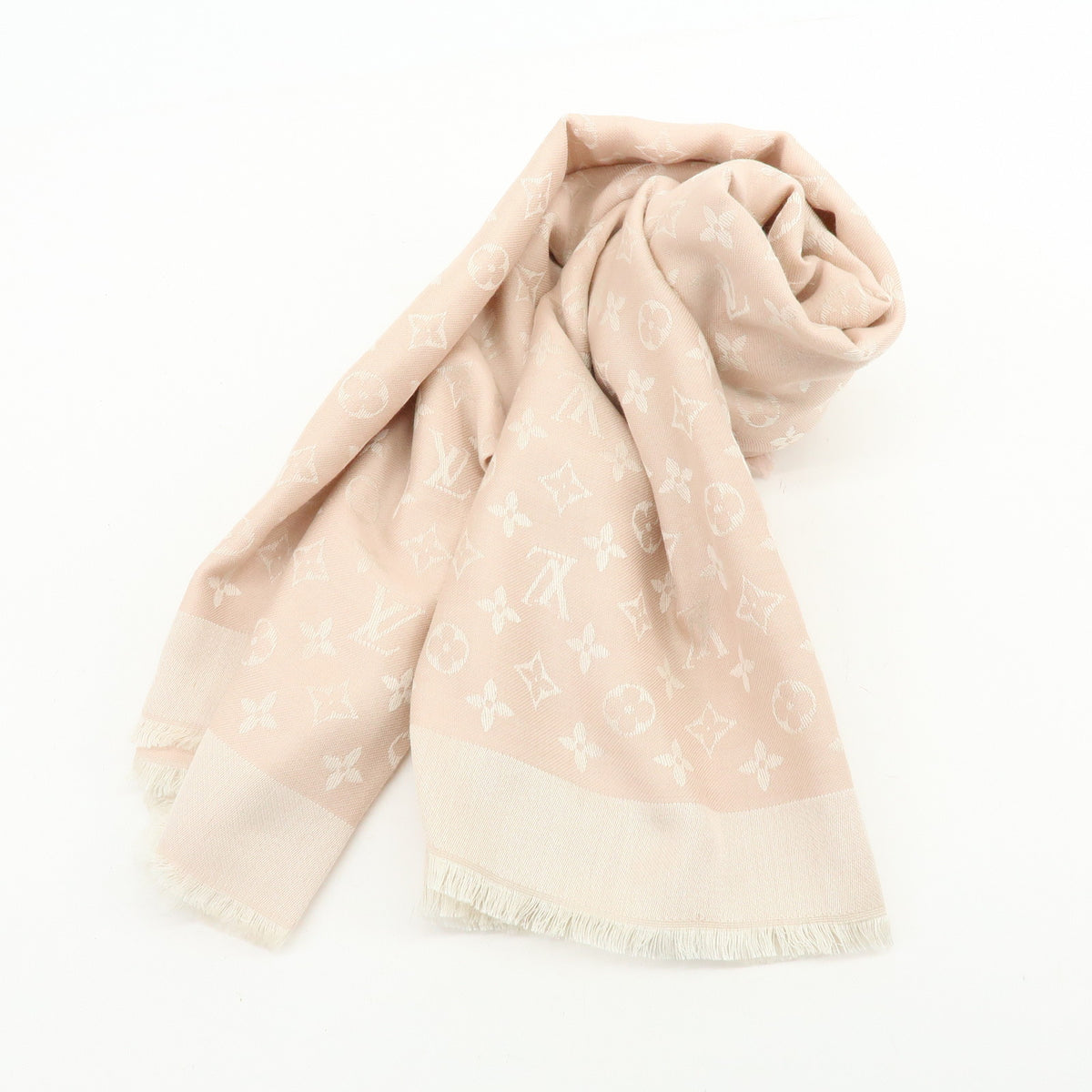 Louis Vuitton Monogram Silk Wool Scarf Rose Poudre 401910