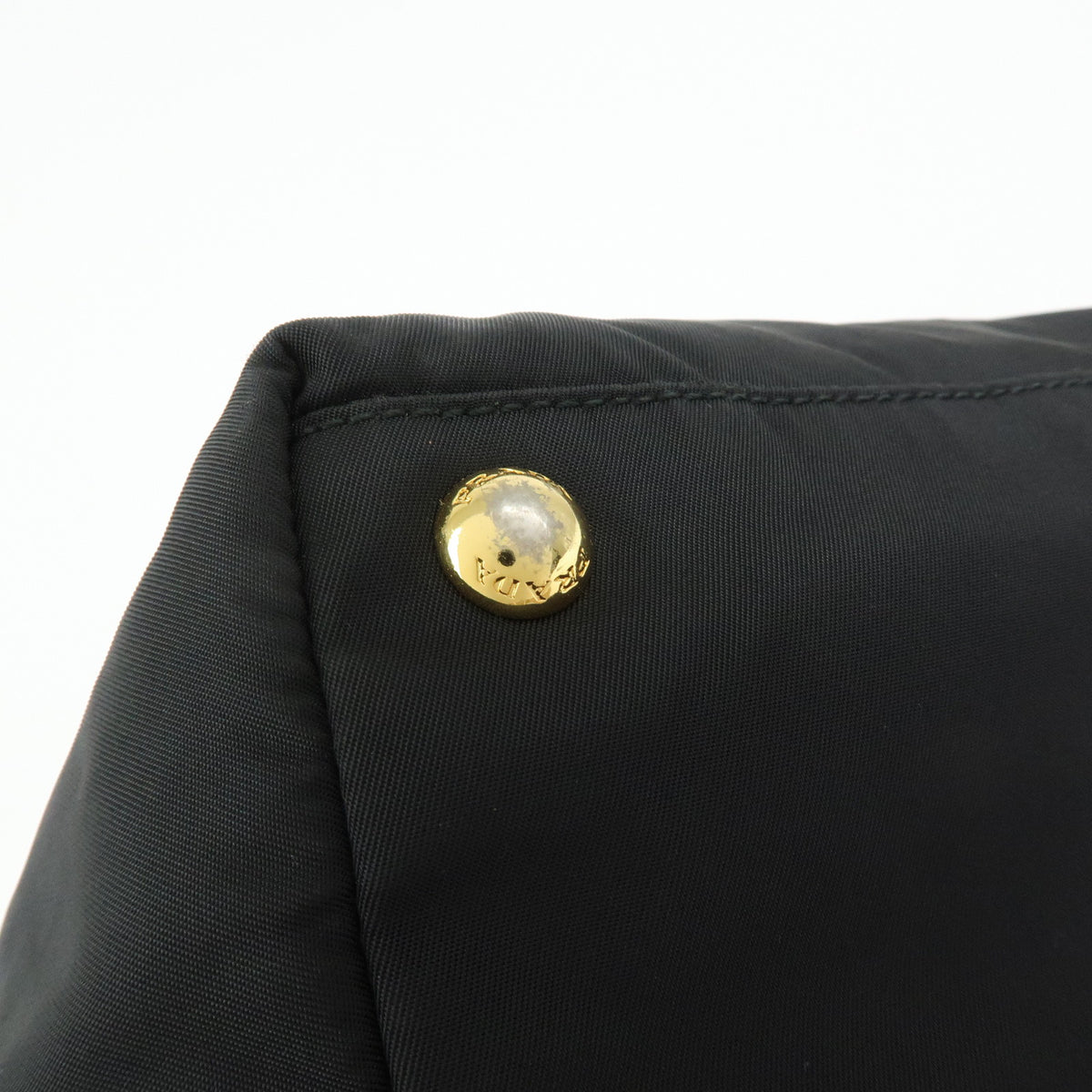 PRADA Nylon Leather Ribbon Hand Bag Tote Bag Black BN1601