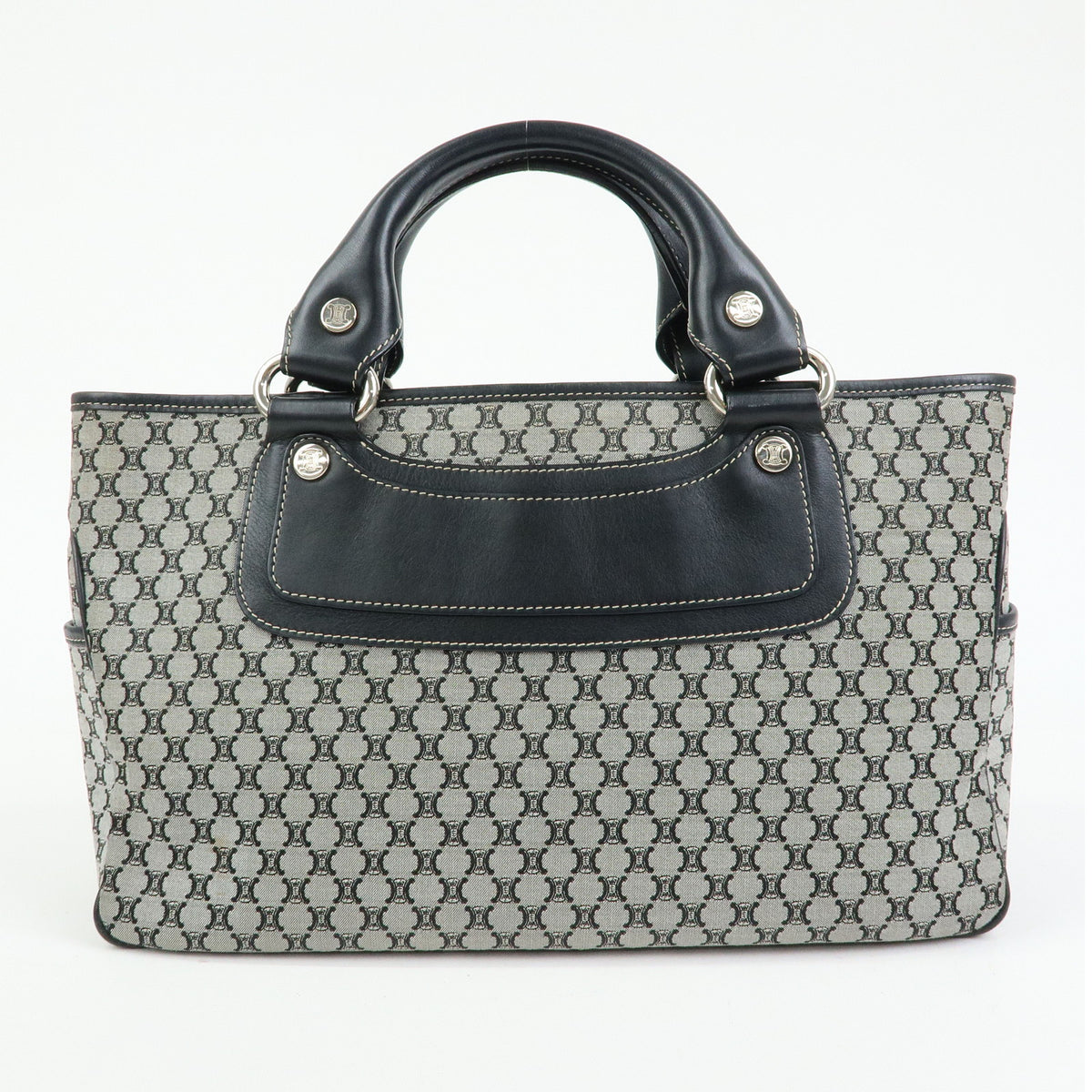 CELINE Macadam Boogie Bag Canvas Leather Hand Bag Black