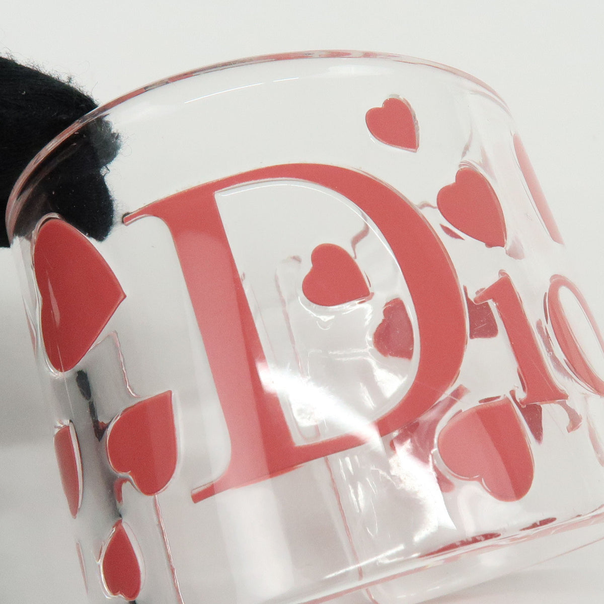 Christian Dior Plastic Heart Bangle Bracelet Transparent Pink
