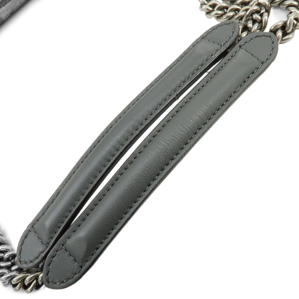 FENDI Zucca Baguette Chain Midi Viscose Shoulder Bag Gray 8BR793