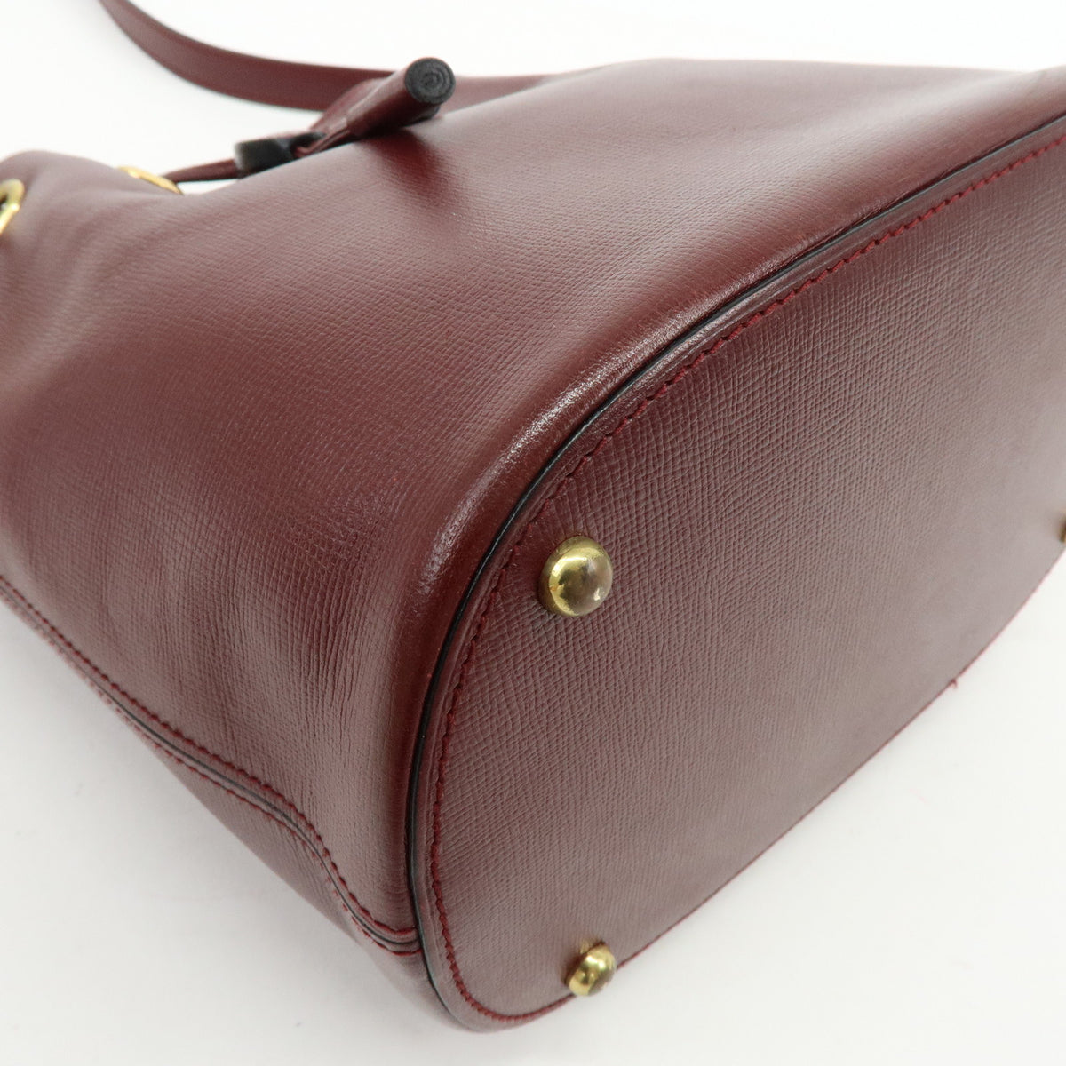 Cartier Must de Cartier Leather Drawstring Shoulder Bag Bordeaux
