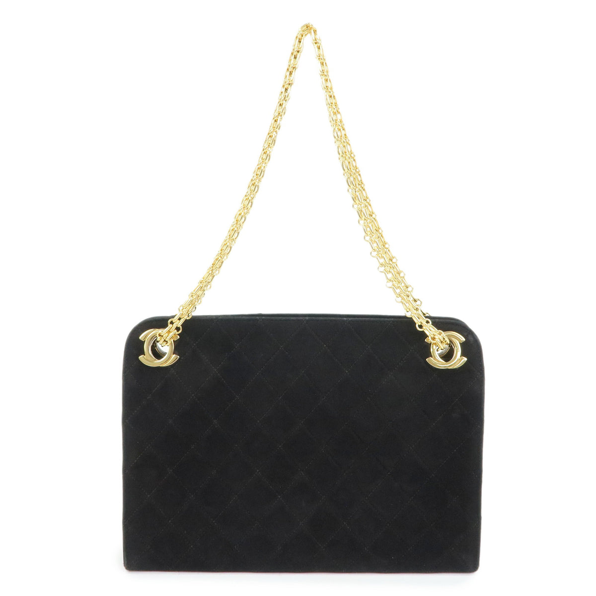 CHANEL Matelasse Suede Leather Chain Shoulder Bag Black