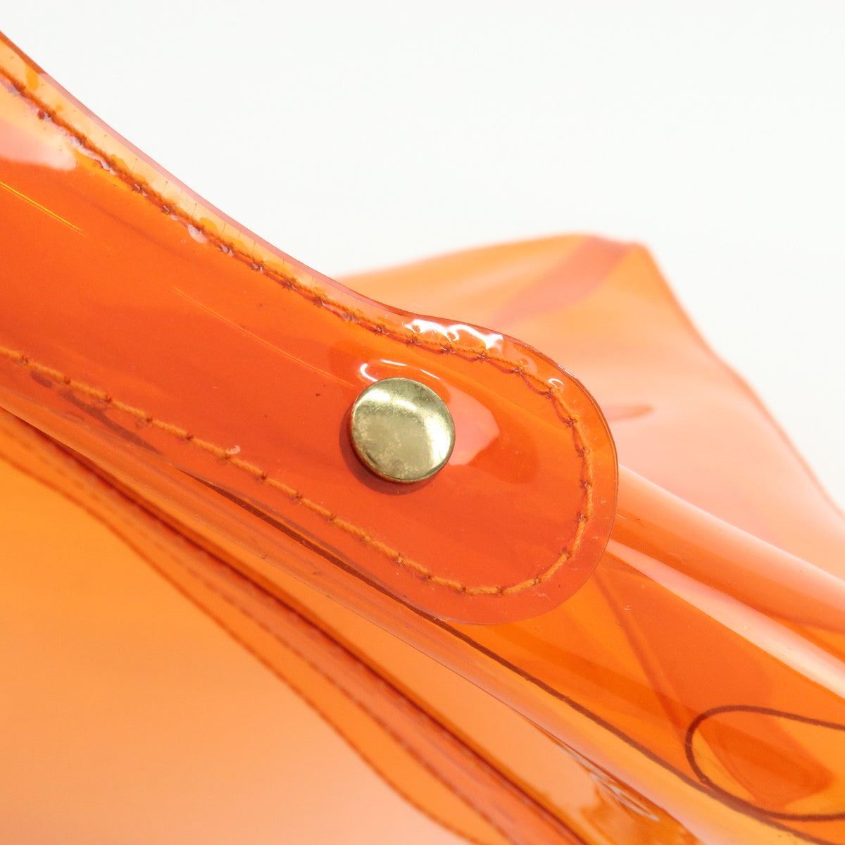 HERMES Kelly Vinyl Turn-Lock Hand Bag Clear Orange