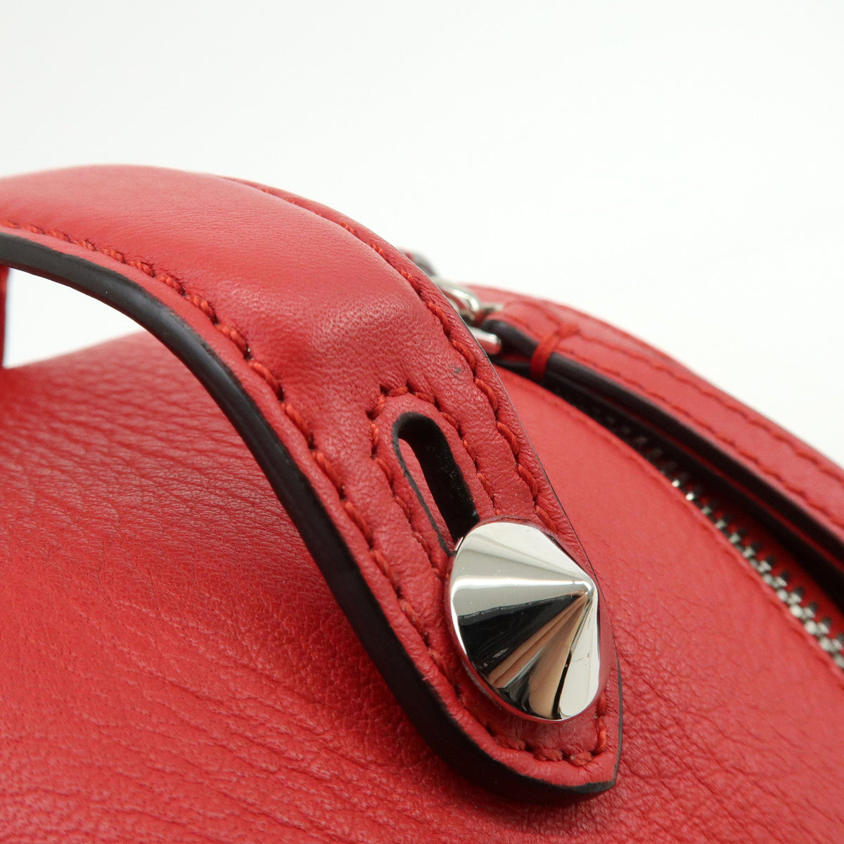 FENDI By the way Leather Mini Backpack Rucksack Studs Red 8BZ038