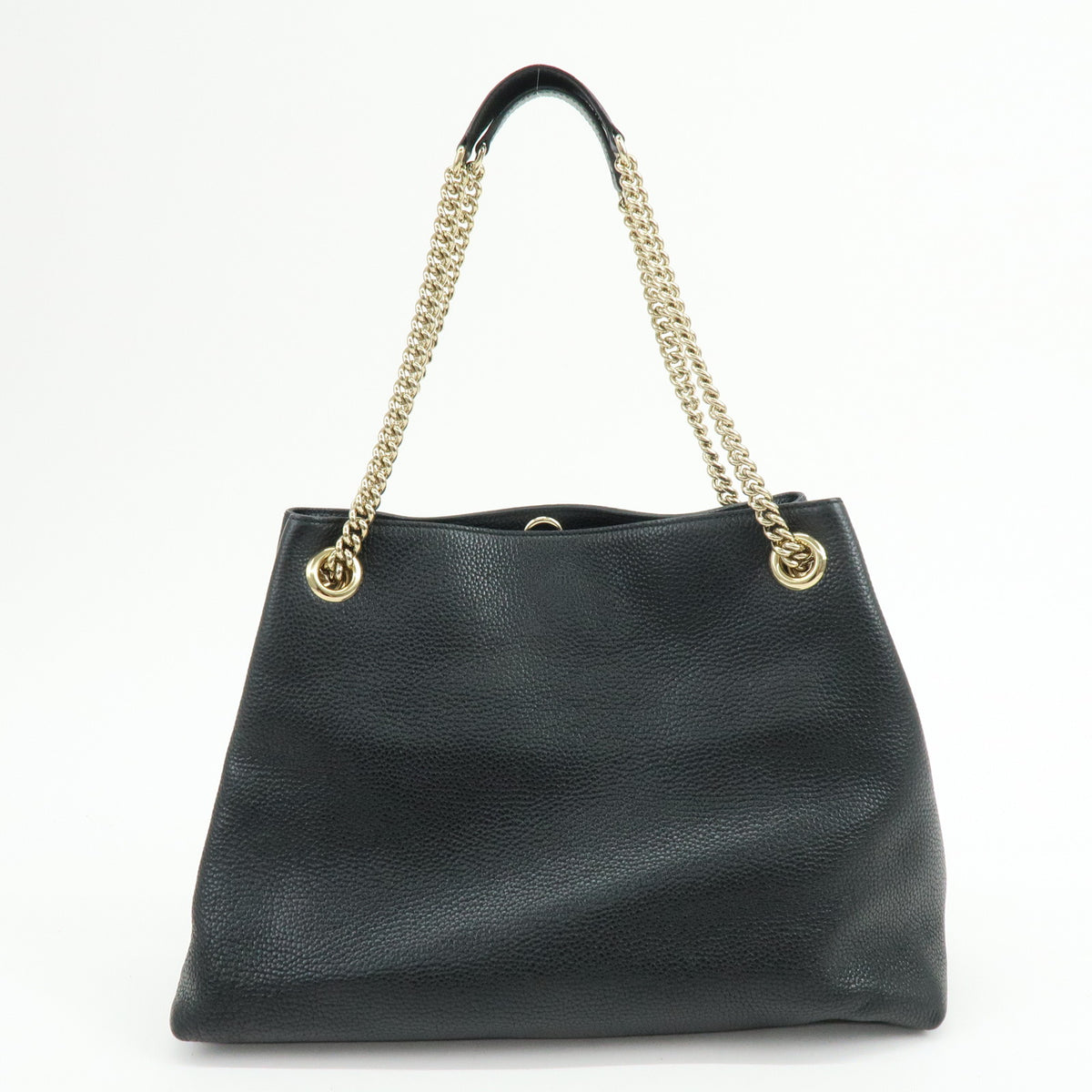 GUCCI SOHO Interlocking G Chain Leather Shoulder Bag Black 536196