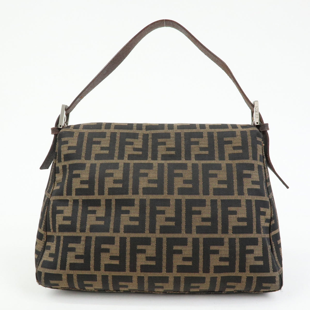 FENDI Zucca Mamma Baguette Canvas Leather Shoulder Bag Brown 26325