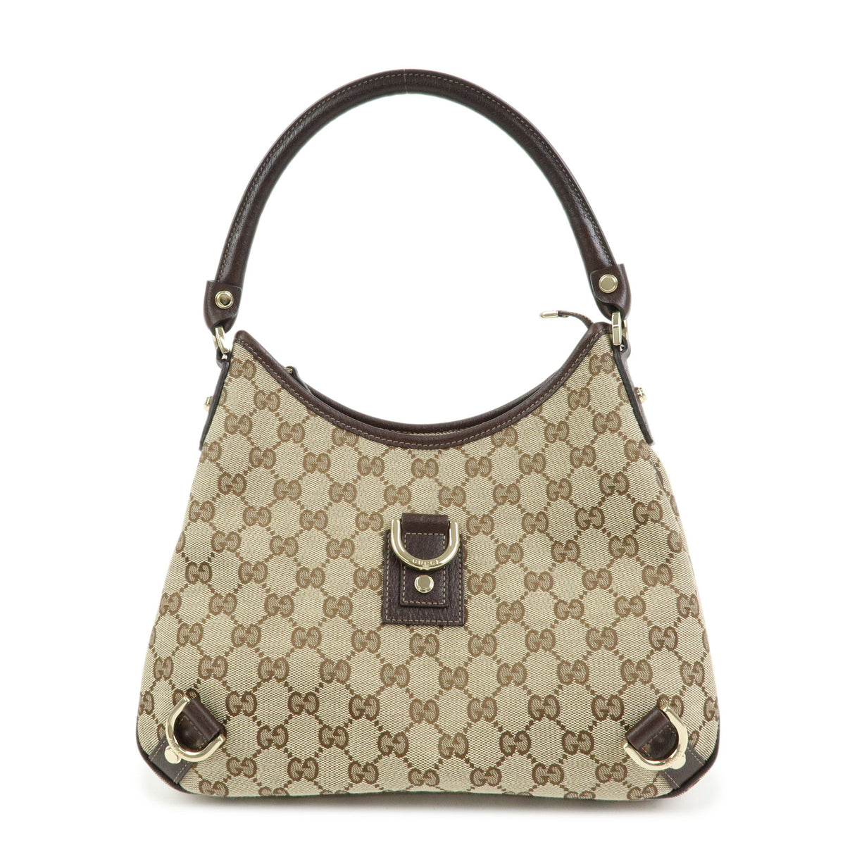 GUCCI Abbey Canvas Leather Shoulder Bag Brown 130738