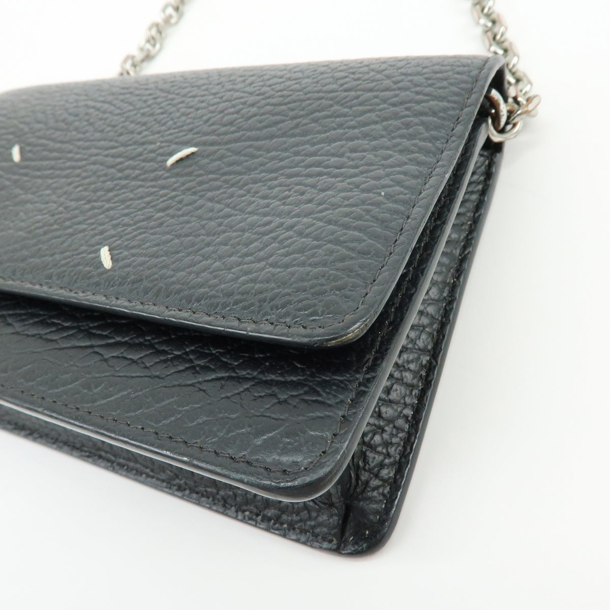 Maison Margiela Four-Stitch Leather Chain Wallet Shoulder Bag Black