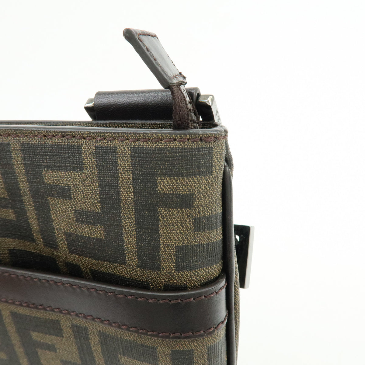 FENDI Zucca PVC Coated Canvas Leather Shoulder Bag Brown 7VA348