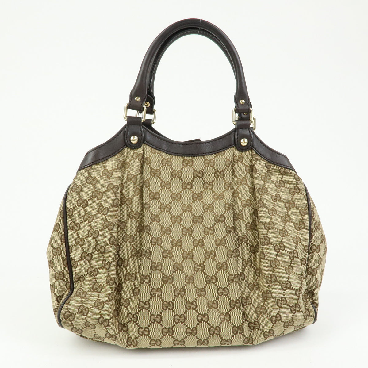 GUCCI Sukey Interlocking G GG Canvas Leather Tote Bag Hand Bag 211944