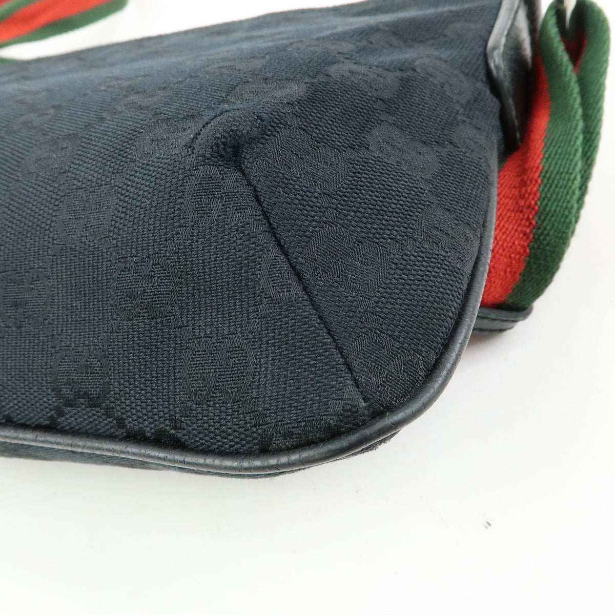 GUCCI Sherry GG Canvas Leather Shoulder Bag Crossbody Bag Black 189749