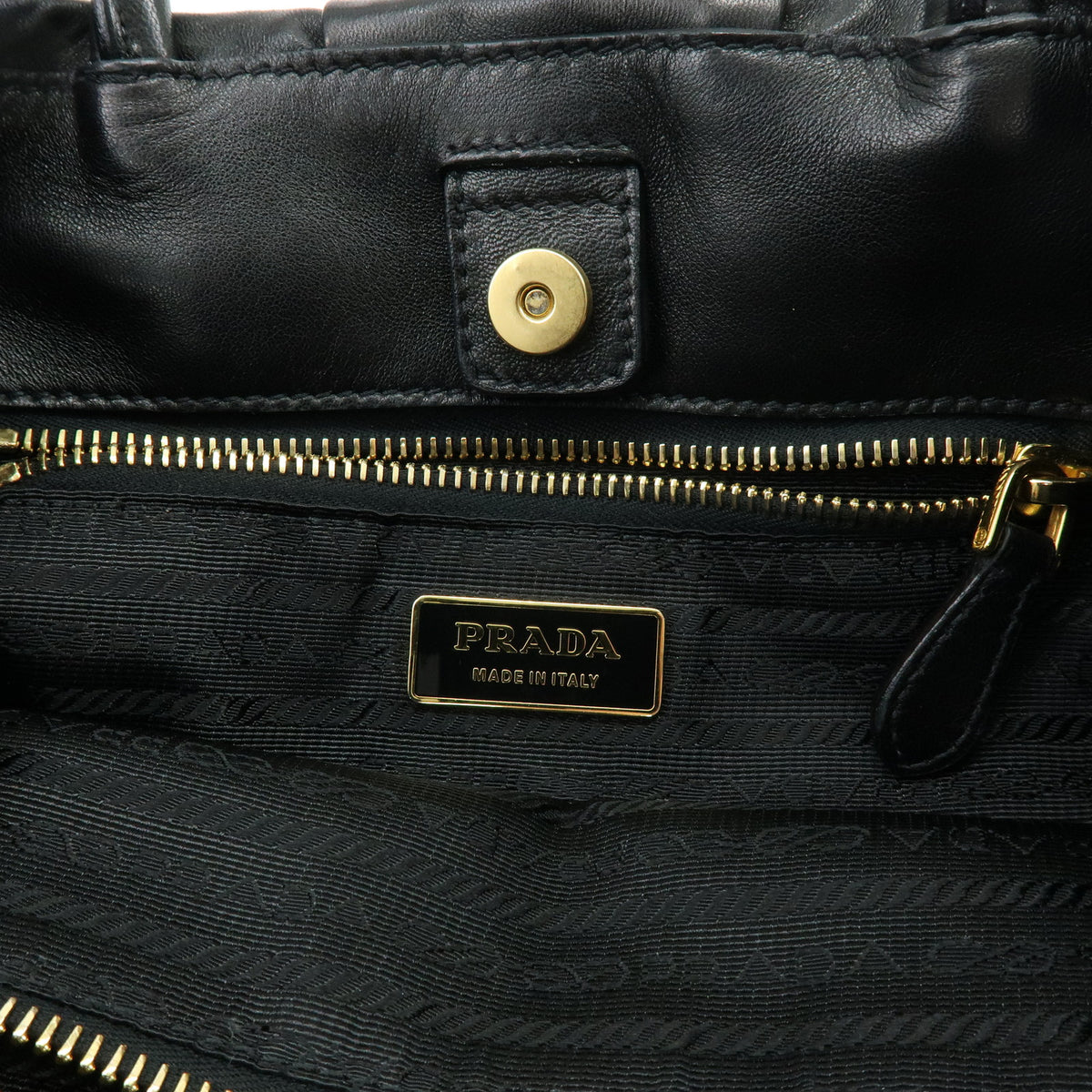 PRADA Nappa Leather Ribbon 2Way Hand Bag Tote Bag Black BN1601