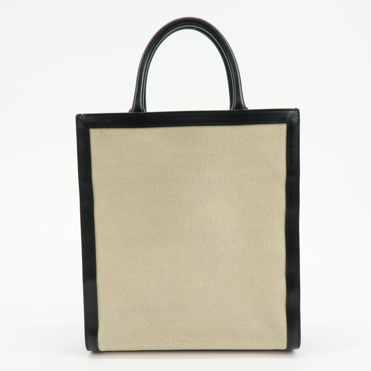 CELINE Small Verical Cabas Canvas Leather 2WAY Bag Tote Bag Beige Black
