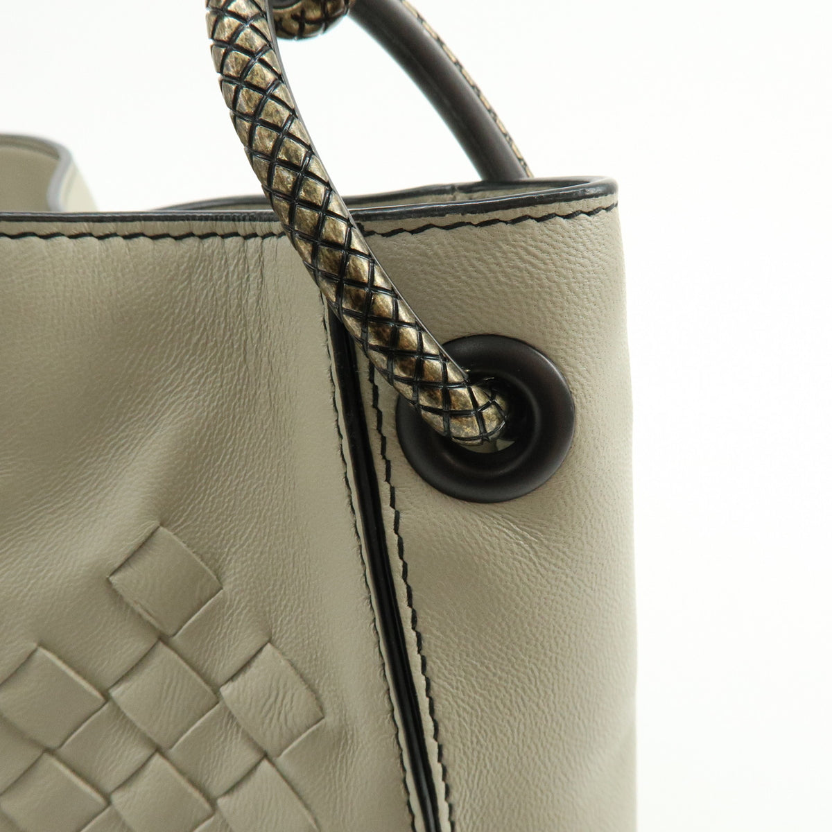 BOTTEGA VENETA Intrecciato Nappa Leather Shoulder Bag Ivory 118965