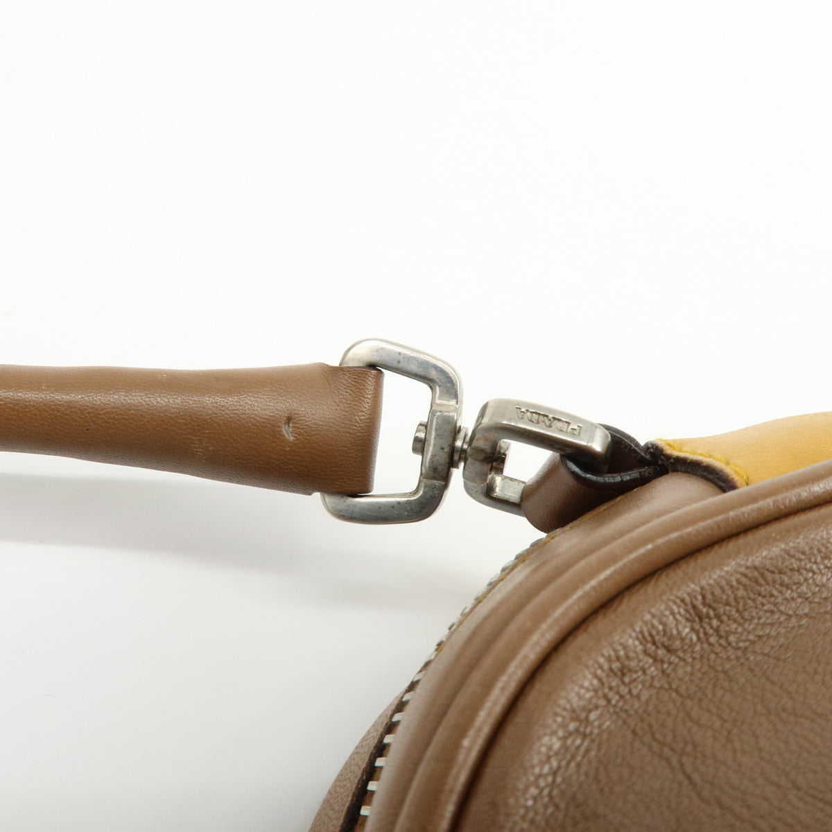 PRADA Logo Sport Leather Shoulder Bag Hand Bag Yellow Brown