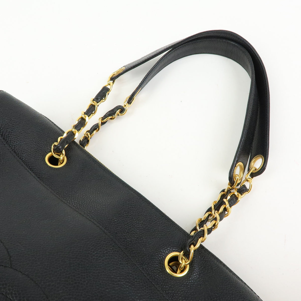 CHANEL COCO Mark Caviarskin Chain Shoulder Bag Tote Bag Black A10492