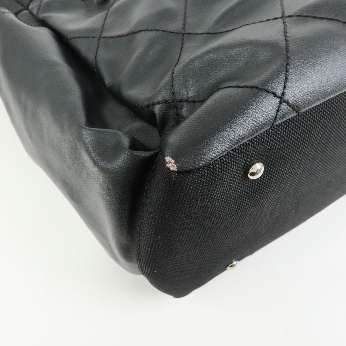CHANEL Paris Biarritz GM PVC Canvas Leather Tote Bag Hand Bag MM A34210