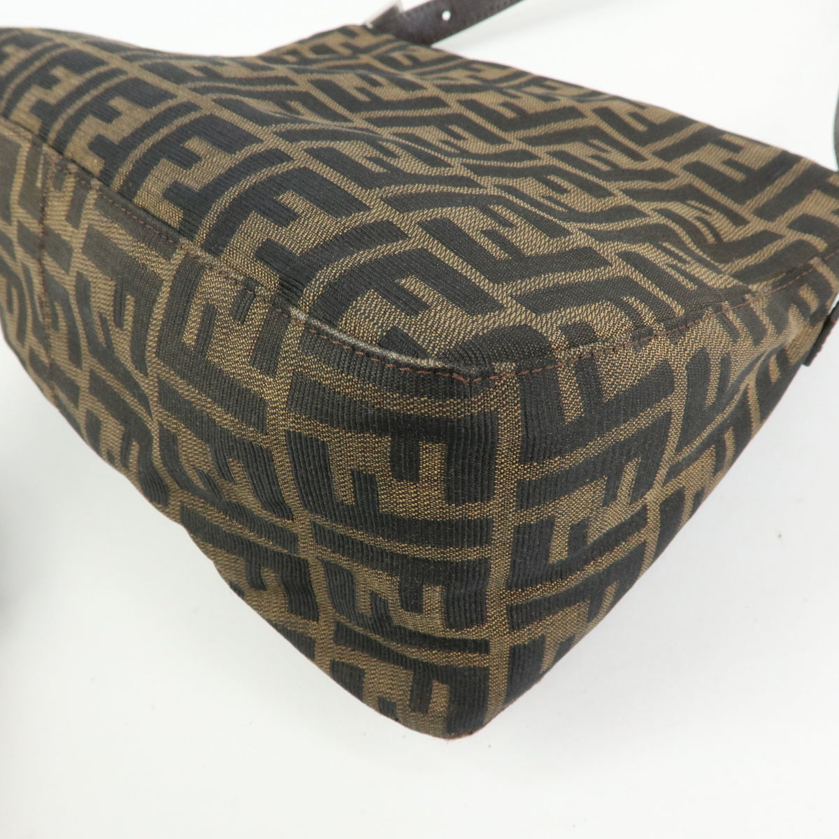 FENDI Zucca Mamma Baguette Canvas Leather Shoulder Bag Brown 26325