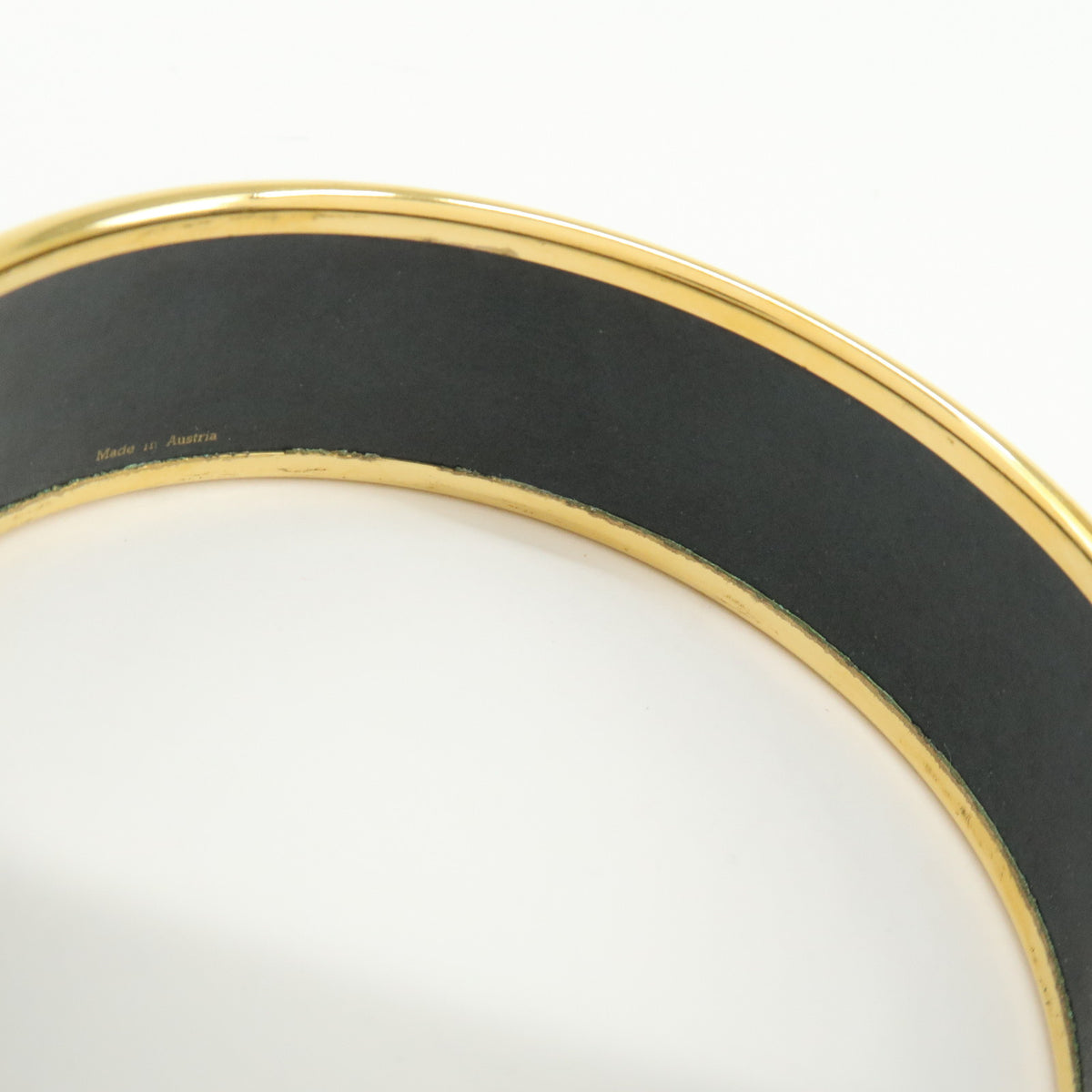 HERMES Email GM Gold Plated Metal Bangle Bracelet Gold Brown