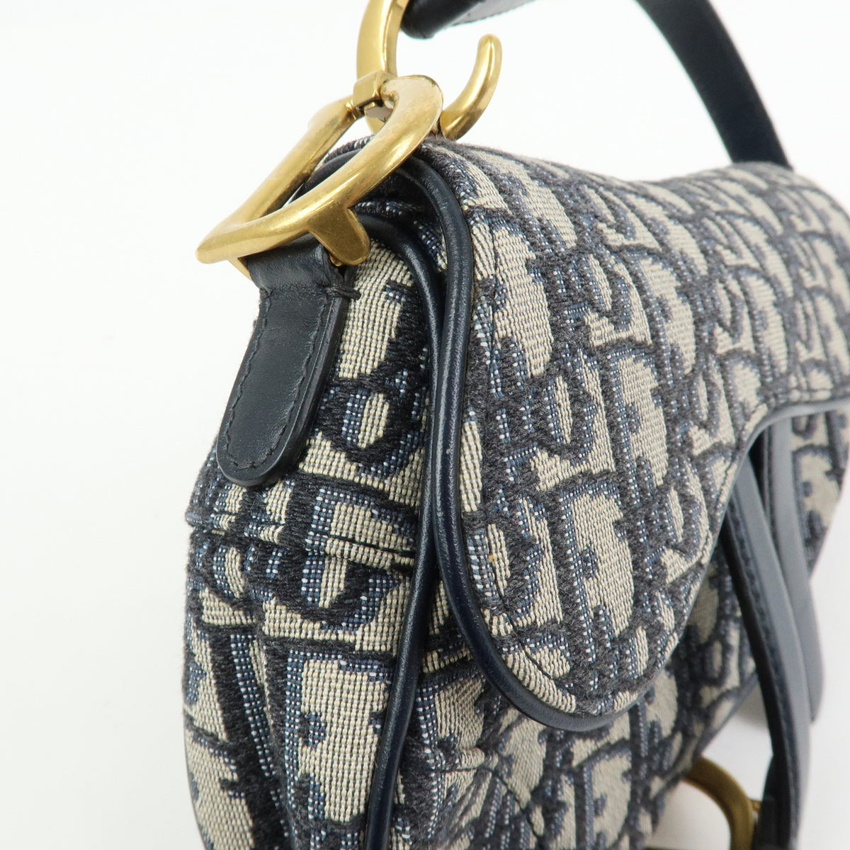 Christian Dior Trotter Saddle Jacquard Canvas Leather 2Way Bag Hand Bag