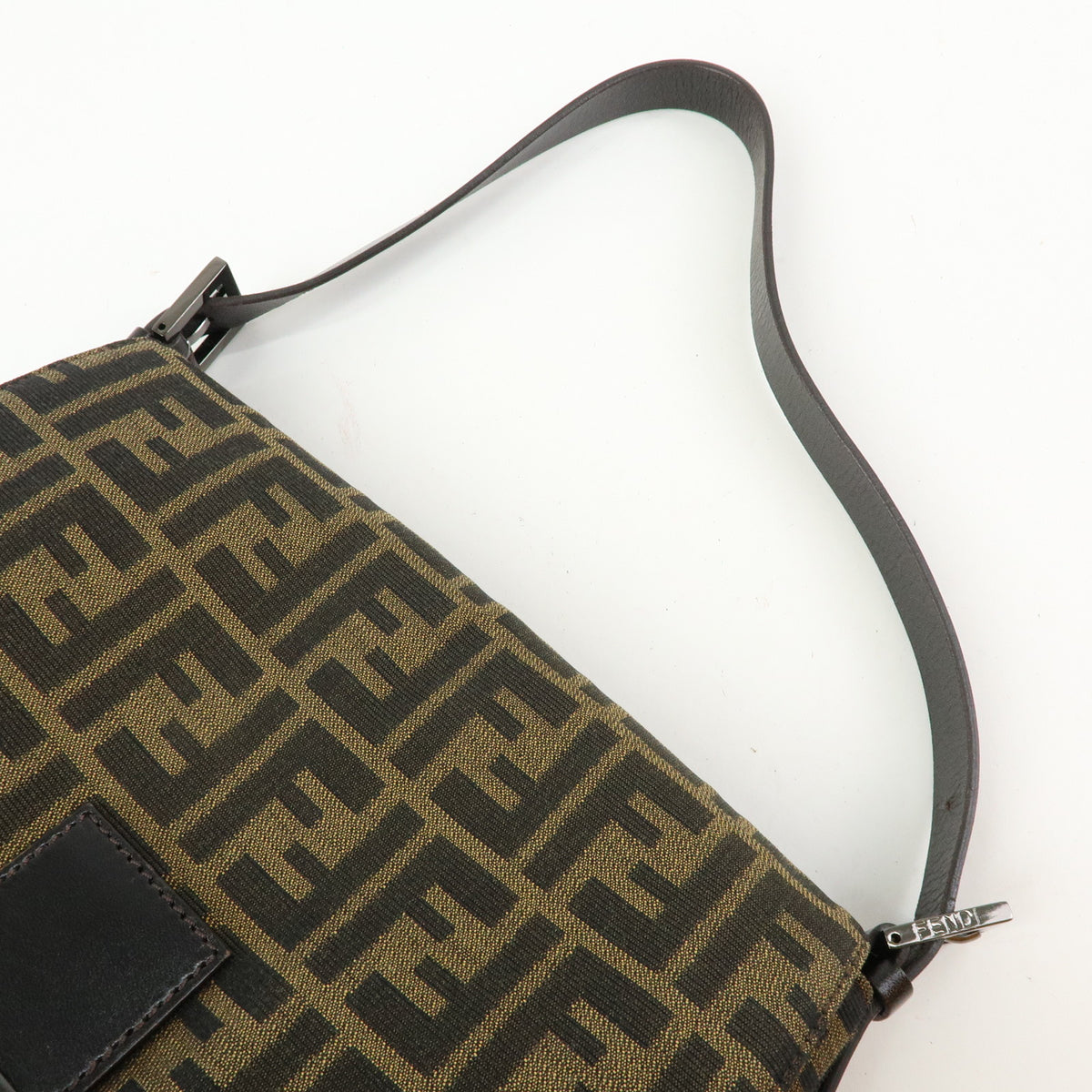 FENDI Zucca Mamma Baguette Jacquard Canvas Leather Shoulder Bag 8BR001