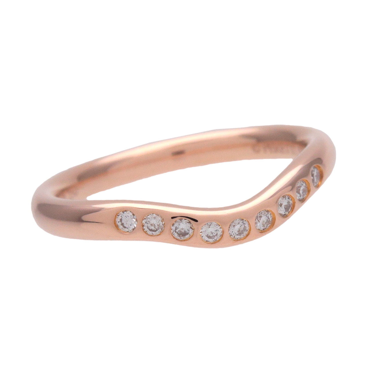 Tiffany & Co Curved Band 9P Diamond Ring K18 750PG Rose Gold US3.75