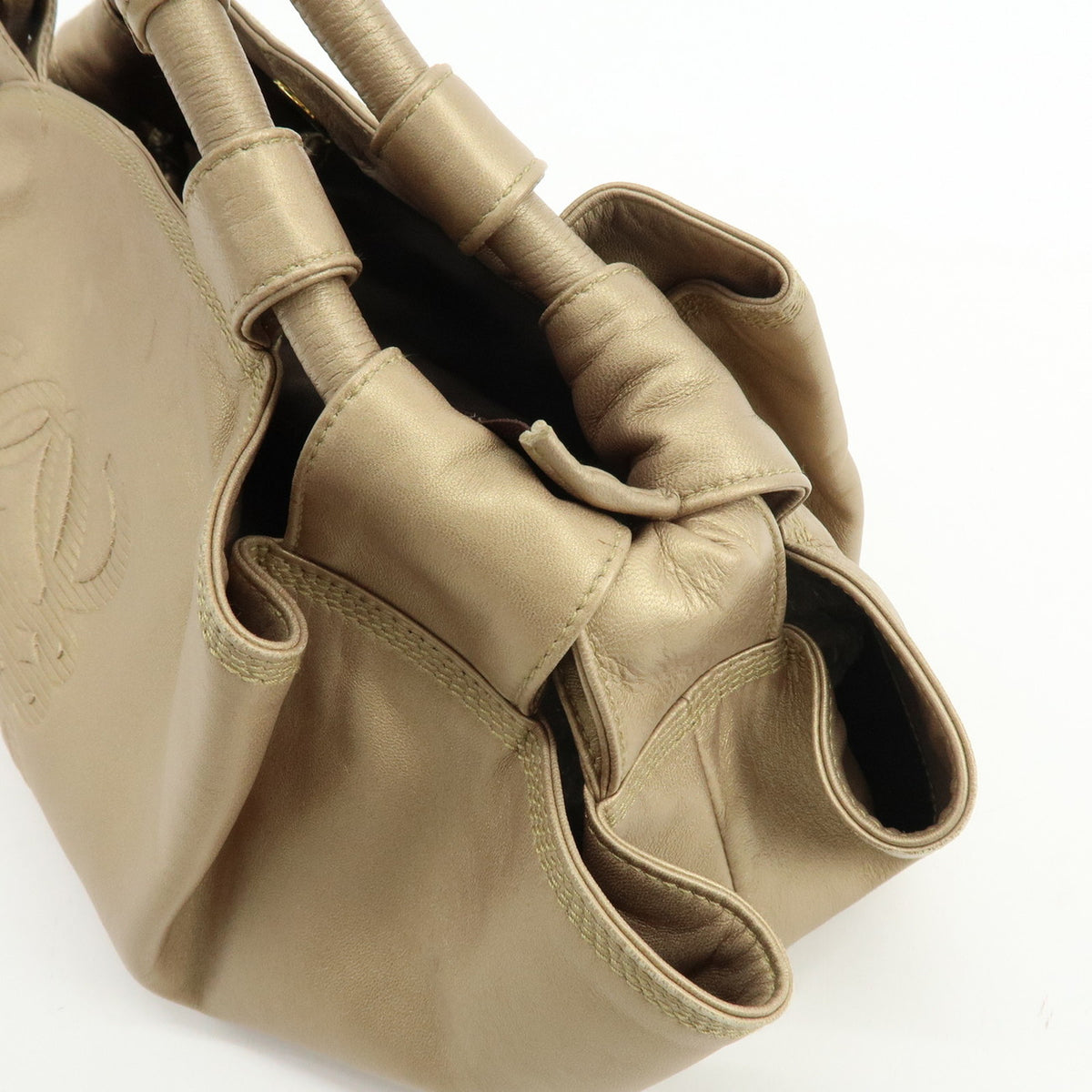 LOEWE Anagram Nappa Aire Leather Hand Bag Tote Bag Gold