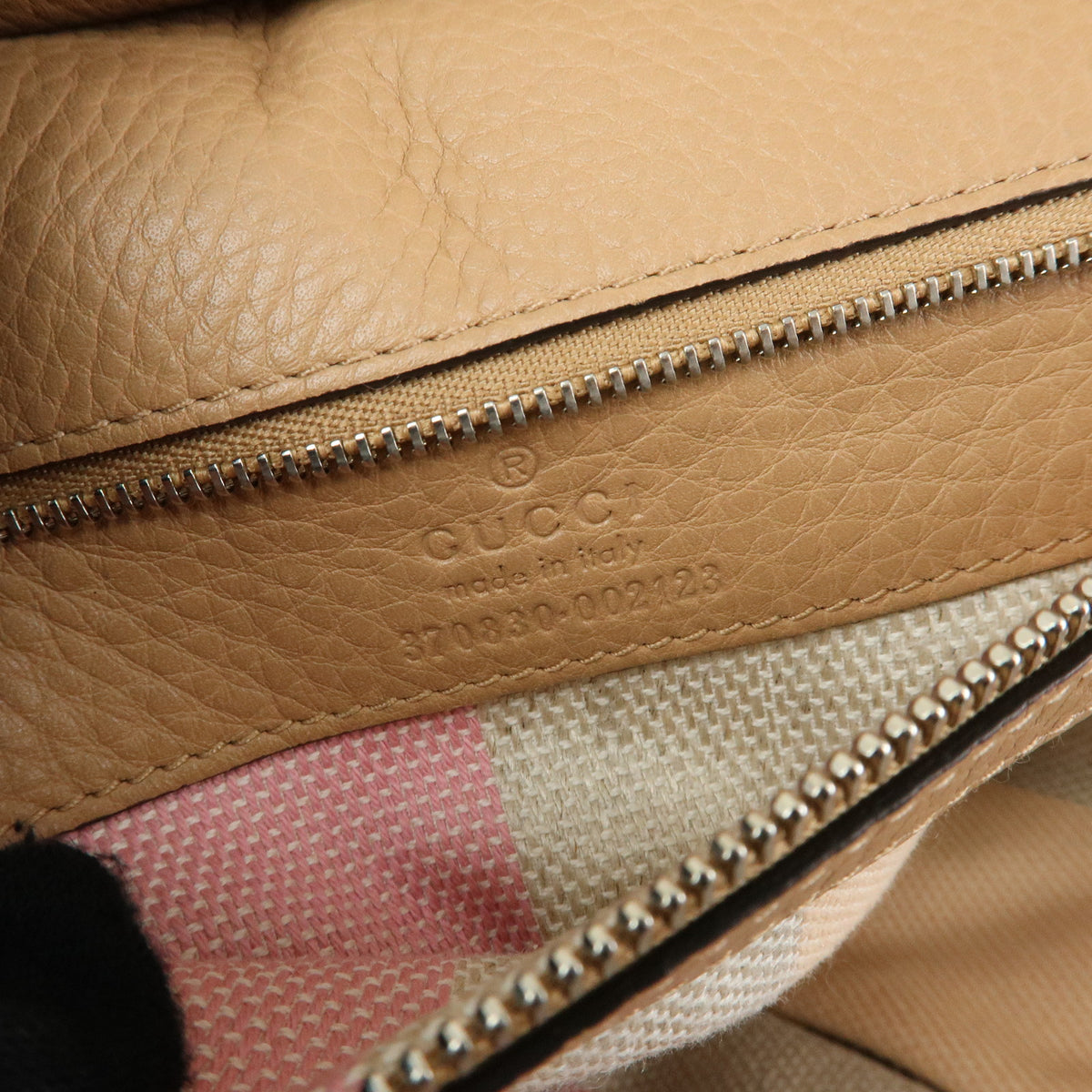 GUCCI Bamboo Daily Leather 2Way Bag Hand Bag Shoulder Bag Pink Beige
