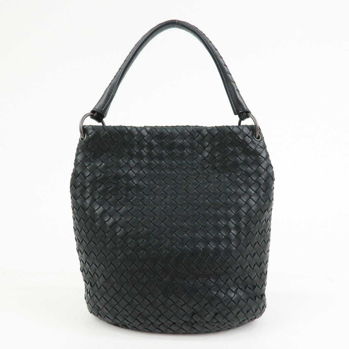 BOTTEGA VENETA Intrecciato Leather Bucket Bag Hand Bag Black 255690