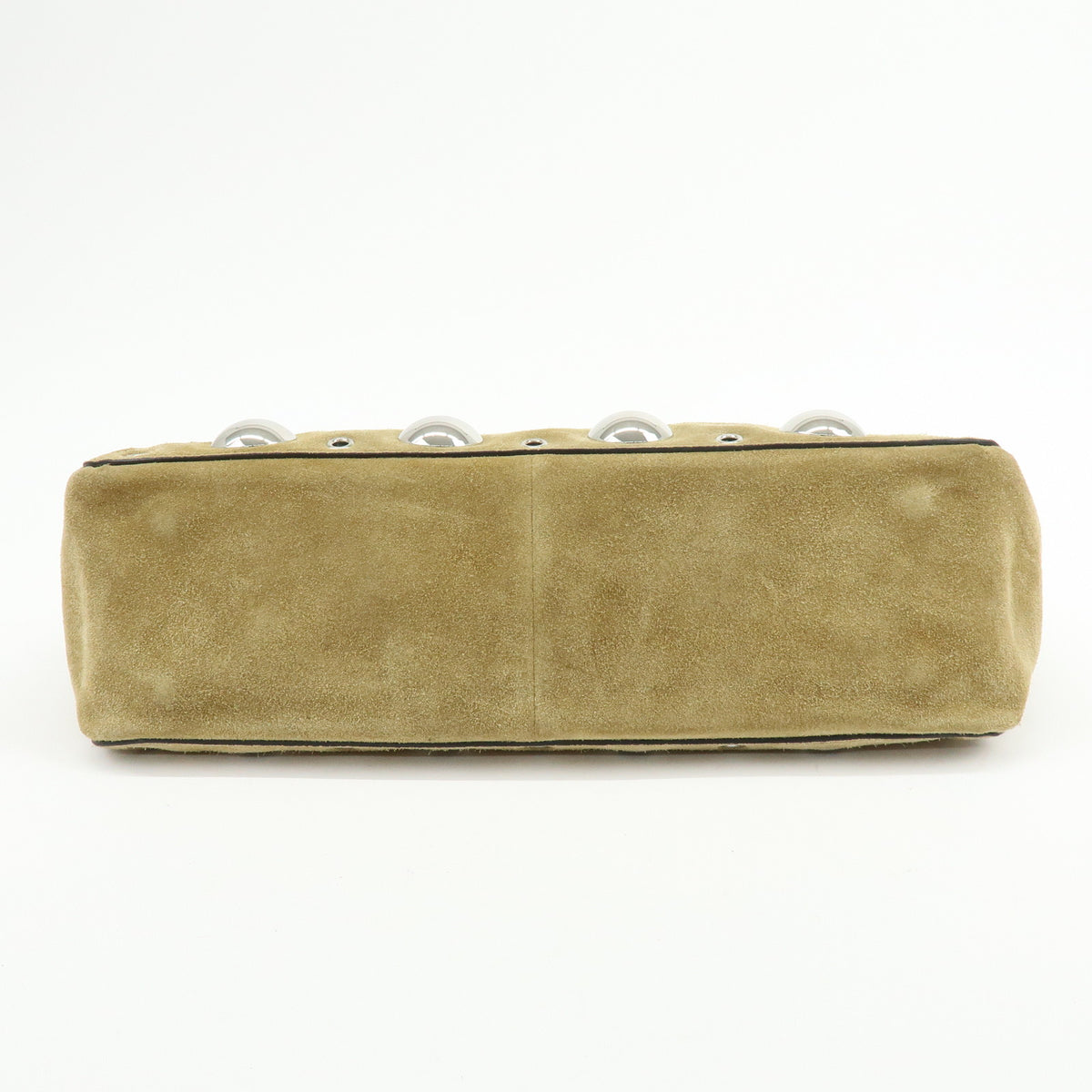 VALENTINO Suede Nellcote Tote Bag Shoulder Bag Beige Silver