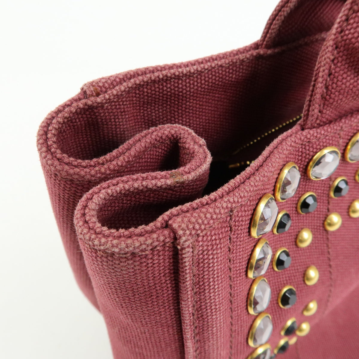 PRADA Triangle Logo Canapa Mini 2Way Tote Shoulder Bag Bordeaux B2439O