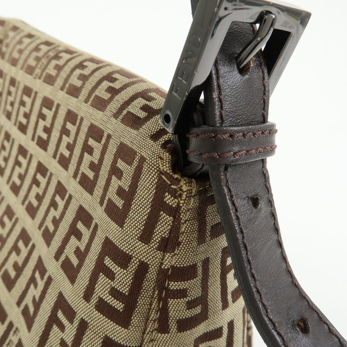 FENDI Mamma Baguette Zucchino Jaquard Leather Shoulder Bag 8BR001