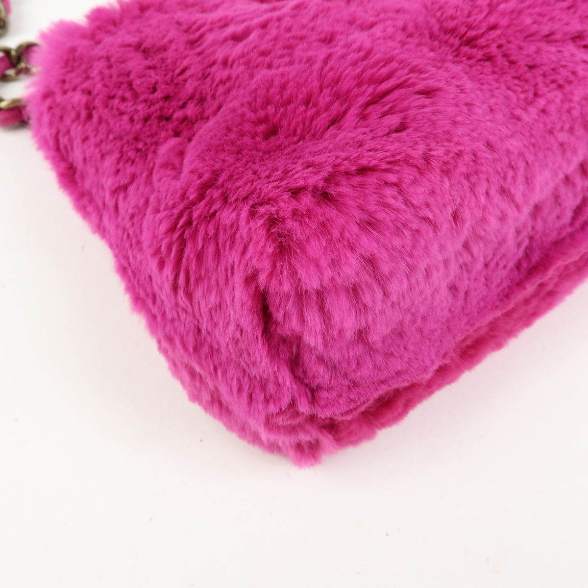 CHANEL Lapin Rabbit Fur Leather Chain Shoulder Bag Puple