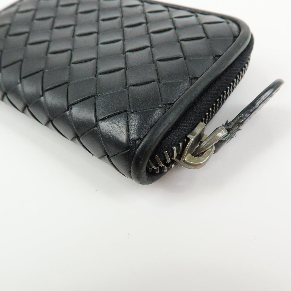 BOTTEGA VENETA Intrecciato Leather Coin Case Black V4651
