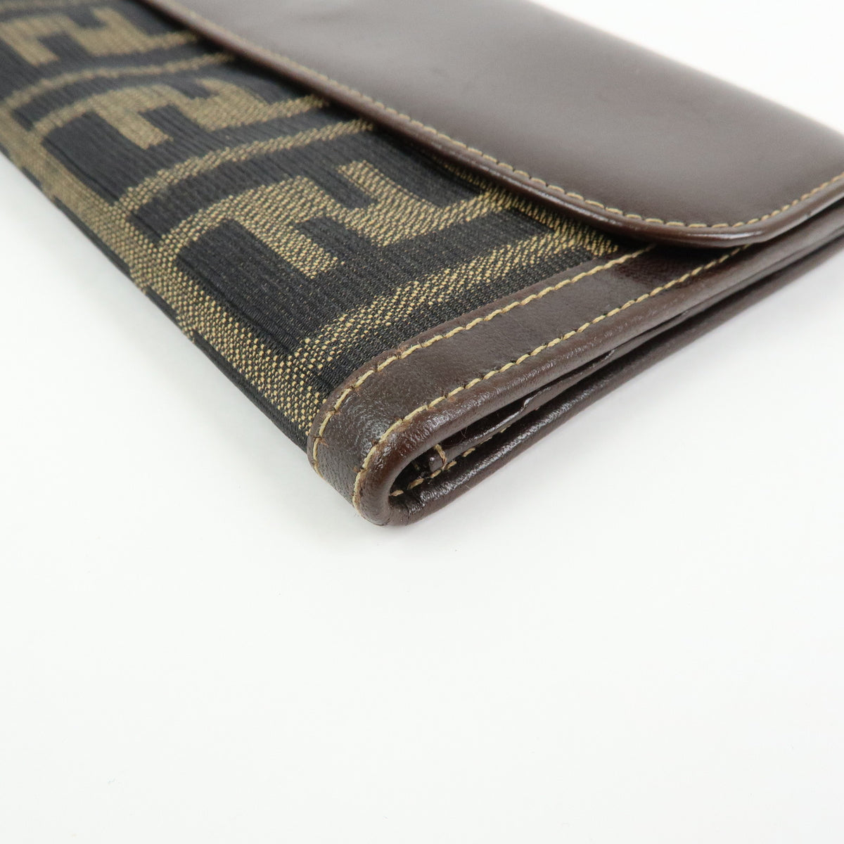 FENDI Zucca Canvas Leather Long Wallet Brown 2804 30806