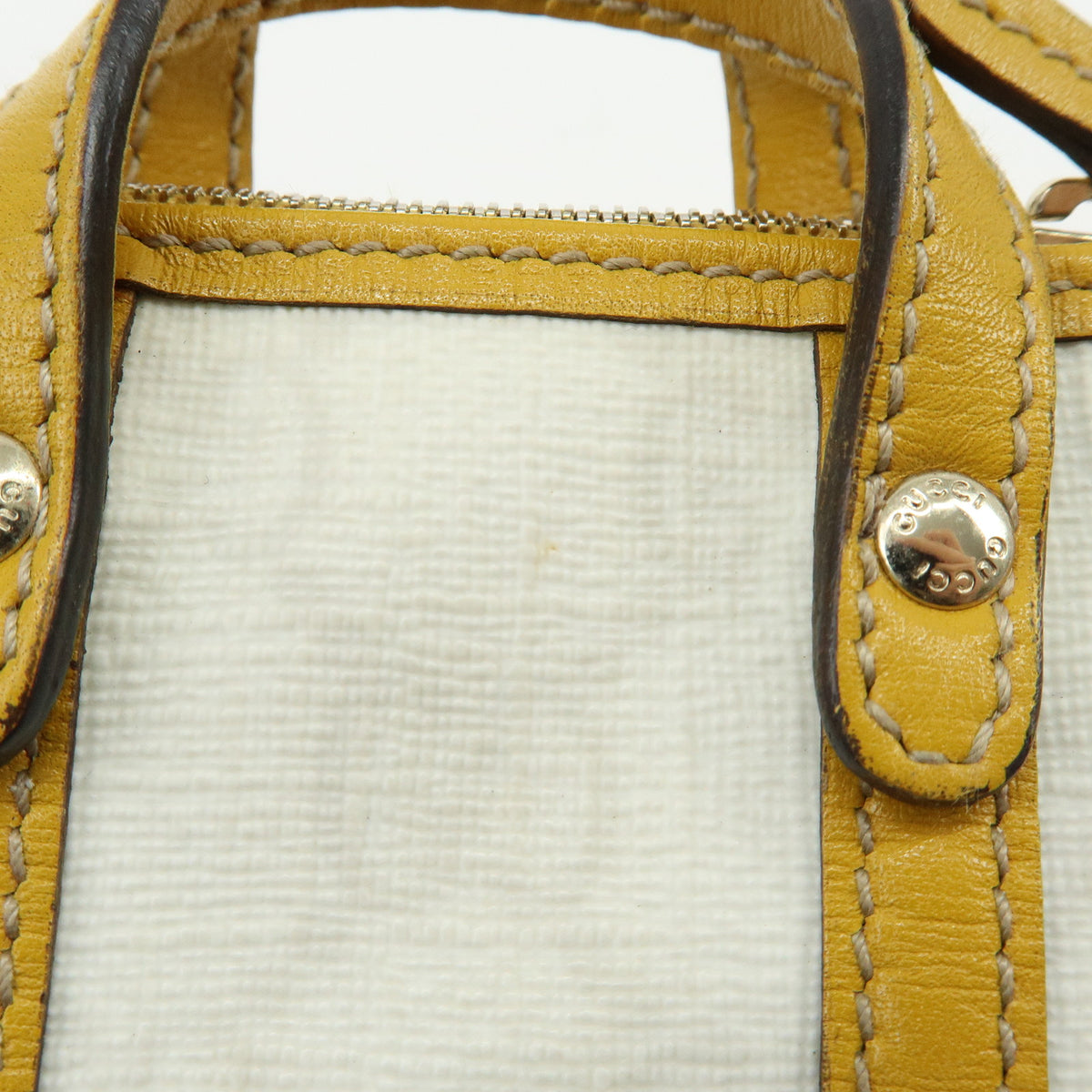 GUCCI GG Supreme Leather Mini Boston Bag Charm White Yellow 198338