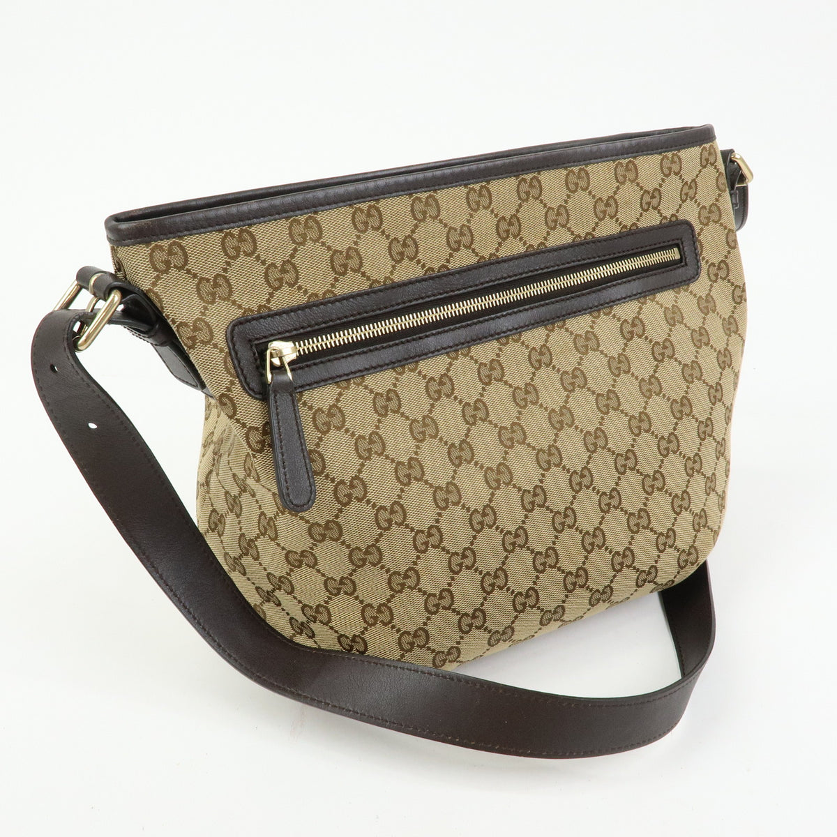 GUCCI Canvas Leather Shoulder Bag Crossbody Bag Beige Brown 388930